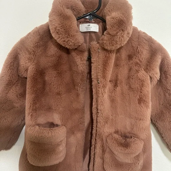 H&M Kids Tan Faux Fur Puffer Jacket - Picture 2 of 3
